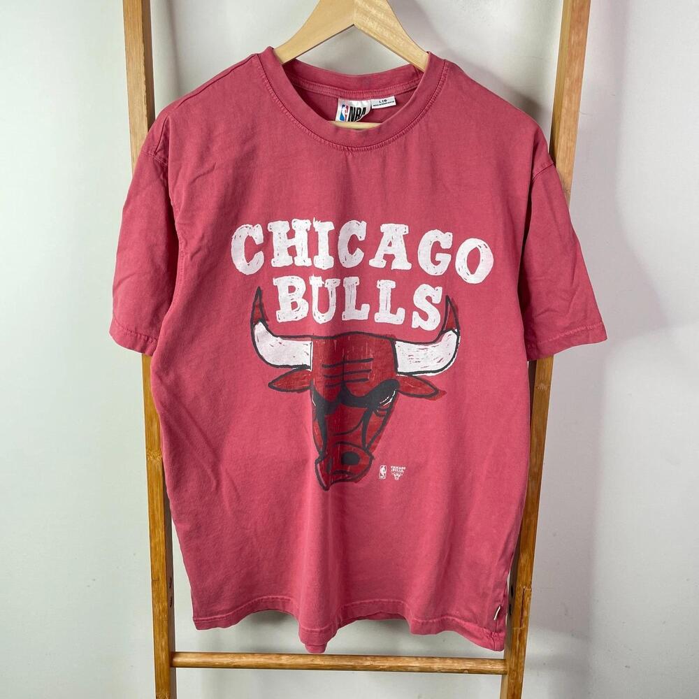 Nba Shirt Mens  Red Chicago Bulls Graphic  Short Sleeve Basketball